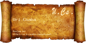 Uri Csaba névjegykártya
